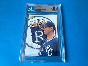 Tarjeta de Phil Hiatt Royals 1993 Leaf Studio firmada automática Beckett certificado de autenticidad BAS - Imagen 1 de 2