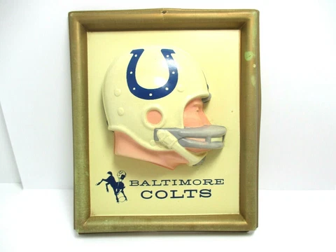 1965 NFL Baltimore Colts Technigraph Football Helmet Wall Plaque. VHTF! Cover