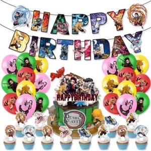 Anime Demon Slayer Birthday Party Decorate,Balloons Banner Cake Toppers Set - Picture 1 of 7
