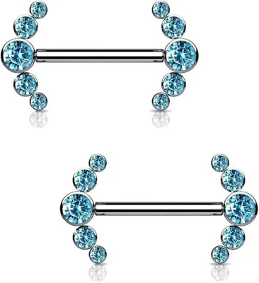 Juego de bisel de diamante de corte redondo de 2 quilates para mujer 1 par de botones para pezón enchapados en oro blanco de 14 quilates Foto 1 de 4