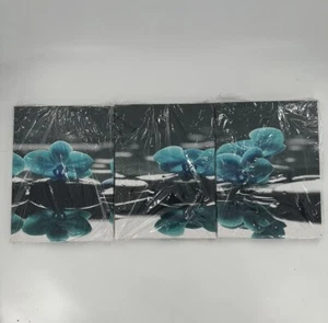 3 Panel Canvas Art Wall Decor Modern Flowers Painting Blue Orchid ... - Picture 1 of 1