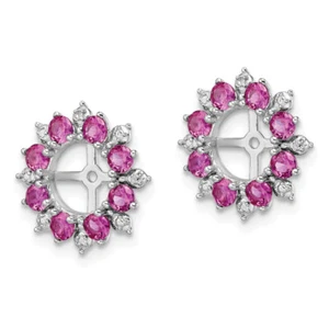 925 Sterling Silver Diamond Created Red Ruby Earring Jackets for Studs July ... - Picture 1 of 7