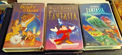 Lot 3 Walt Disney VHS Animation Movies Fantasia Fantasia 2000 Beauty & The Beast Foto 1 de 4