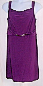 LeBos Size 14 Purple Sleeveless Dress w/Gold Waist Chain