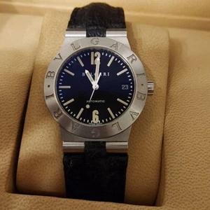 BVLGARI LC35 Automático Hombre Analógico Negro Cuero 35mm Impermeable Deportes Japón - Imagen 1 de 3