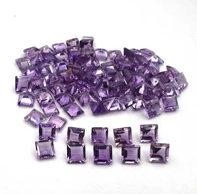 Natural Brazilian Amethyst Square Cut Loose Gemstone Lot 33 Pcs 7 MM 50 CT - Image 1 of 4