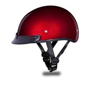 New Daytona Helmets Skull CAP- BLACK CHERRY METALLIC Motorcycle DOT Helmet - Picture 1 of 6