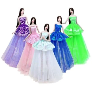 7pcs /lot 4pcs Floral Evening Dress 1/6 Doll Clothes Outfits Wedding Gown 11.5" - Picture 1 of 8