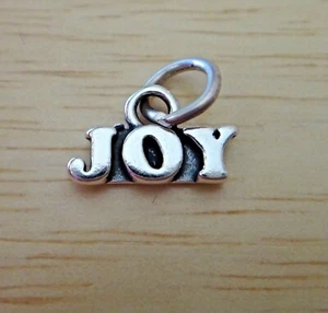 Sterling Silver TINY 8x13mm says Joy Holiday Christmas Charm - Picture 1 of 1