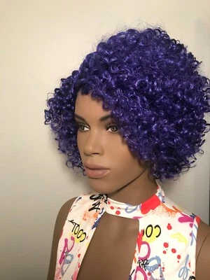 Peluca de moda estilo rizado púrpura fibra alta temperatura nueva con etiquetas Foto 1 de 4