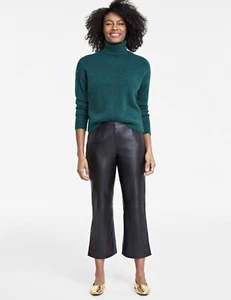 On 34th Damen Leder Kick-Flare Hose tiefschwarz Größe 8 - Bild 1 von 2