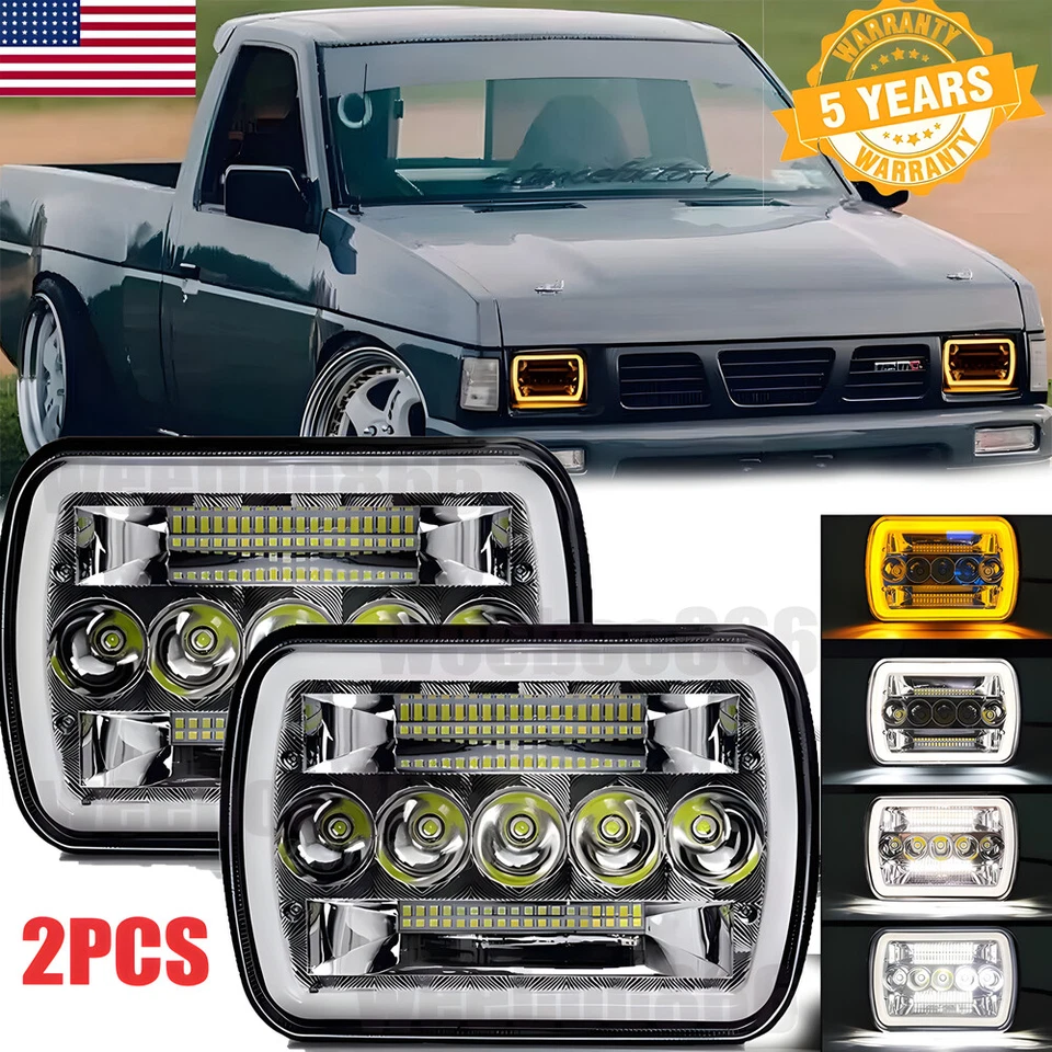 For Nissan Pickup Hardbody D21 2Sets 7x6" LED Headlights DRL High/Low Beam NEW - Image 1 of 4