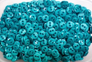 Buttons 15mm 24L Turquoise Blue 2 Hole Polished Craft Sewing Small Button (G10) - Picture 1 of 24