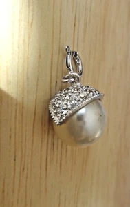Colgante con dije de plata de ley blanco de 10 mm de perlas de imitación y cristales transparentes - Imagen 1 de 5