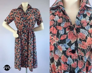 Vintage 50er Americana Tee Kleid Hemdblusenkleid Rockabilly rot lila 40s Style 8 - Bild 1 von 11