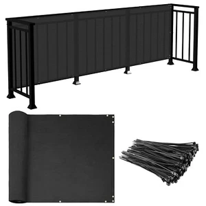 2.5' Black Balcony Fence Screen Privacy Fabric Mesh Cover UV Blockage Windshield - Picture 1 of 10