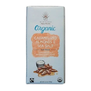 Nirvana 40% Milk Chocolate Bar with Caramelized Almonds & Sea Salt - Picture 1 of 4