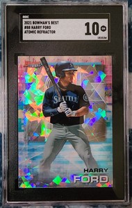 2021 Bowman's Best Atomic Refractor Harry Ford SGC 10 Gem Mint Seattle Mariners
