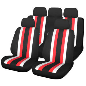 8pcs Seat Cover Cushion Mat Protector for Car SUV Black Red White Polyester Mesh