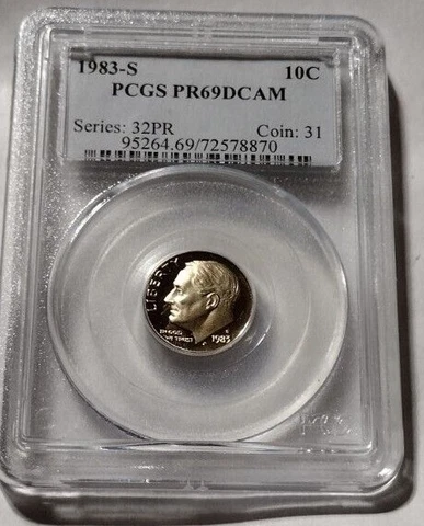 1983 S Proof Roosevelt Dime PCGS PR69DCAM Cover