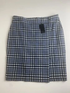 Basque City Pencil Skirt Size 16 Blue/White/Black checkered print RRP$89.95 - Picture 1 of 4