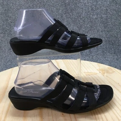 Easy Street Sandals Womens 9.5 Slide Low Heels Comfort Wide Black Fabric Slip On - Image 1 of 4