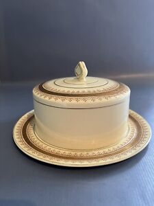 New Hall Gold Filigree On Cream Cheese Butter Dish Vintage Table Ware 