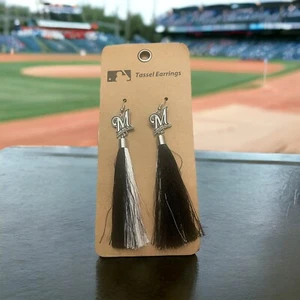 Milwaukee Brewers Baseball Tassel Earrings Official MLB Merchandise Brand New - Picture 1 of 4