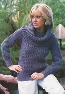 Ladies roll collar jumper 12 ply knitting pattern copy sweater - Picture 1 of 2