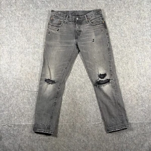 Levi's 501 CT Men's Tapered Pants Size 30 Black Faded Acid Washed Ripped Jeans - Picture 1 of 9