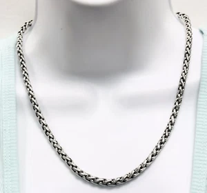 New Handmade 925 Sterling Silver 5mm Bali Braided Wheat Chain Necklace 20"  - Picture 1 of 7