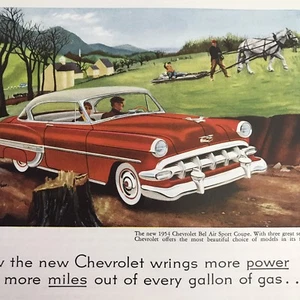 Chevrolet Bel Air Sport Coupe Vtg 1954 Print Ad Art Drive In The Country - Picture 1 of 4
