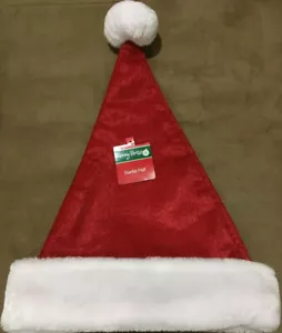 NWT Merry Brite RED SPARKLY Santa Hat - 24" Around Bottom- Plush Brim & Pom Pom - Picture 1 of 3