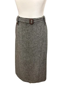 Orvis Pure Wool Belted Midi Skirt Tweed UK 14 Grey - Immaculate Condition - Picture 1 of 8