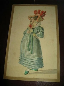 TRES BELLE AQUARELLE CARICATURE FEMME EDENTEE 1890-1900 HUMOUR ECOLE FRANCAISE - Foto 1 di 3