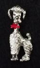 Vintage Silver-Tone French Poodle With Bow Tie Brooch Pin Costume Jewelry