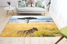 3D Lion Prairie Golden I202 Animal Non Slip Rug Mat Round Elegant Carpet Wendy