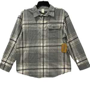 Thereabouts Flannel Shirt Boys L 14-16 Huskey Gray Tartan Plaid Long Sleeve - Picture 1 of 12