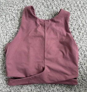 Athleta Mauve Crop Cross Cross Front Tank Top Built In Bra Xs - Picture 1 of 4