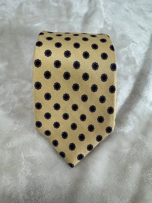 Corbata Kenneth Gordon de seda para hombre cosida a mano EE. UU. amarillo cremoso con lunares florales Foto 1 de 4