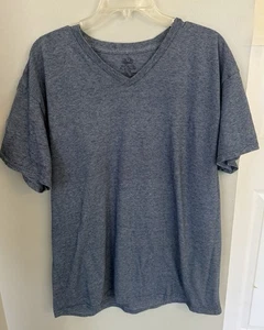 Fruit of the Loom Platinum V-Neck Burnout Tee blau grau Herren L Large T-Shirt - Bild 1 von 2
