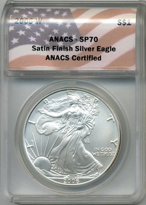 2006-W US Satin Finished Silver Eagle - SPECIMEN, ANACS SP70 - Image 1 of 2