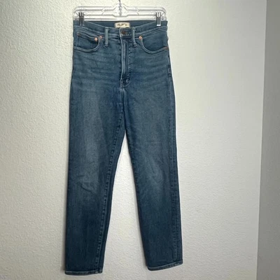 Женские идеальные винтажные джинсы Madewell 27 синяя джинсовая ткань средняя стирка высокая посадка - Изображение 1 из 4