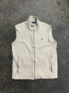 Polo Ralph Lauren Strickweste mit Reißverschluss Herren Large Beige Klassisch Preppy Outdoor - Bild 1 von 8