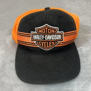 Gorra Harley-Davidson Snap Back parche bordado negro naranja para hombre motocicleta - Imagen 1 de 6