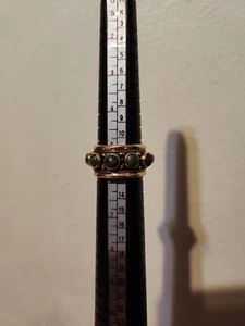 VINTAGE 14K GOLD & BEZEL SET JADE WIDE ETERNITY BAND SZ 8 GRAMS SIZE 5.5 APPROX - Picture 1 of 8