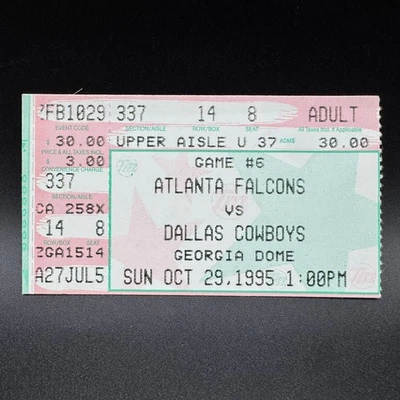 DEION SANDERS *DALLAS COWBOYS DEBUT* TICKET STUB, 1995 VS. ATLANTA FALCONS - Image 1 of 2