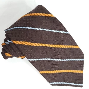 Superba Striped Necktie Brown Blue Orange Texture Business Office 70s 4" 54" - Picture 1 of 3