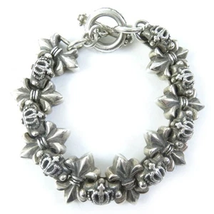 ROYAL ORDER Ladies Sv925 Double Flare Crown Bracelet Accessory Silver 57.5g - Picture 1 of 8