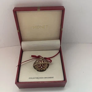Monet Red & Gold Christmas Ornament With Box. Read Description - Picture 1 of 12